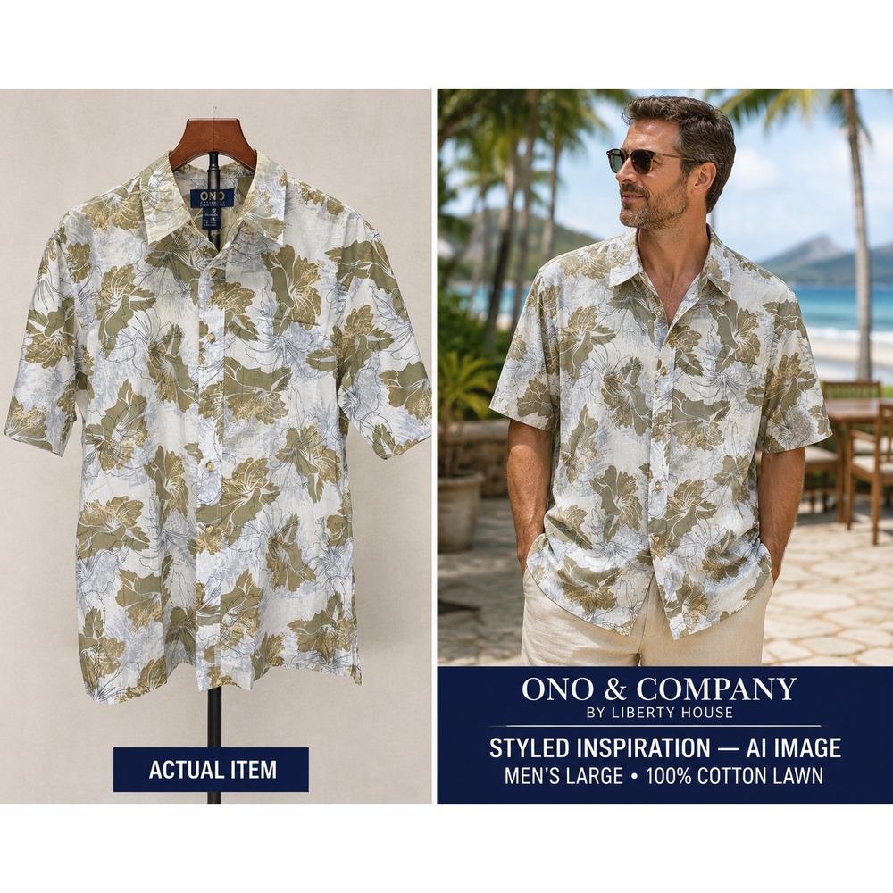 Vintage Ono & Co. Men's Hawaiian "Lawn" Tropical Shirt 100% Cotton. Size Large